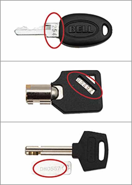 Keys showing where you can find the serial numbers